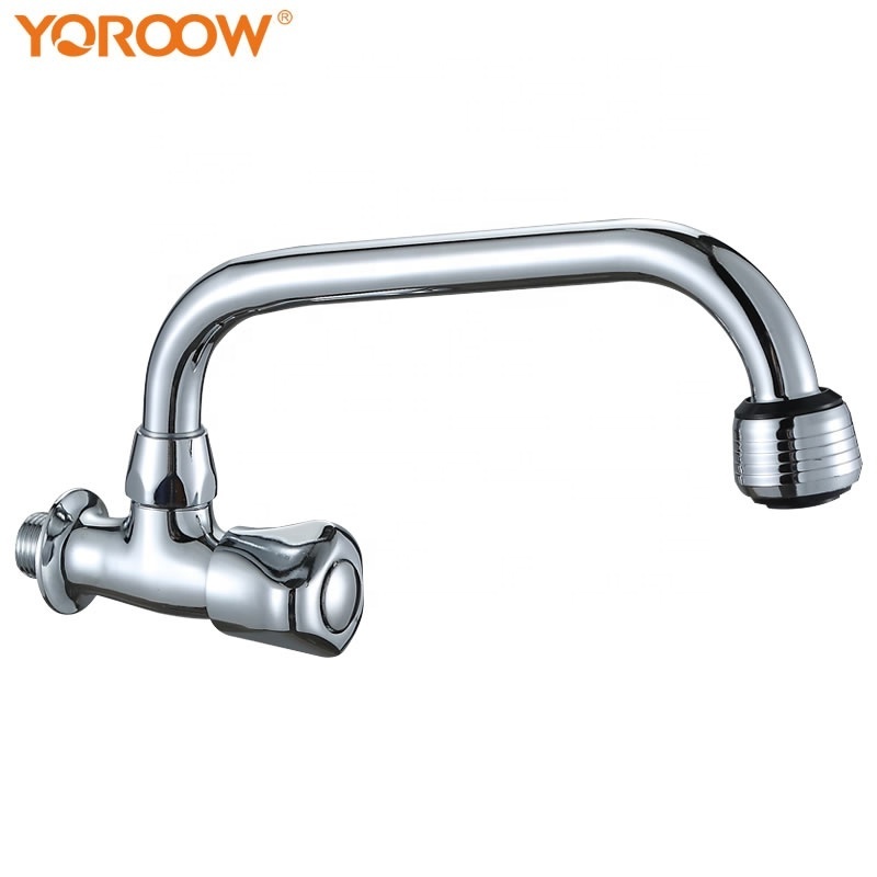 China faucet factory polished cold zinc alloy body long neck wall mounted kitchen faucet