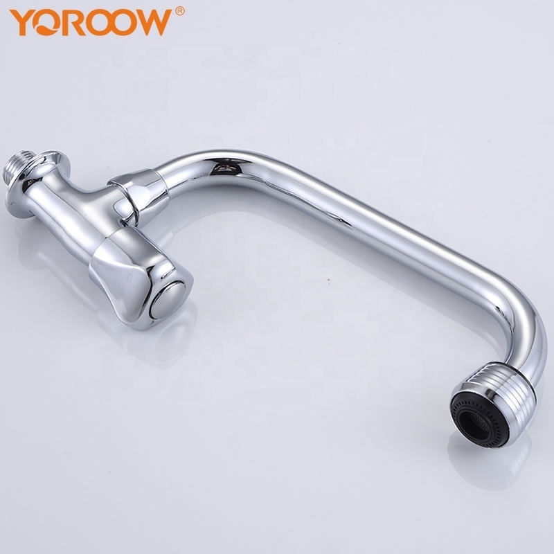 China faucet factory polished cold zinc alloy body long neck wall mounted kitchen faucet