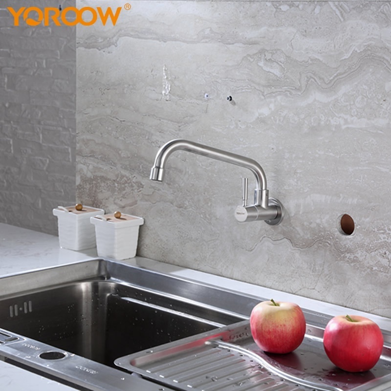 YOROOW good quality single lever cold water rubinetto a muro 304 Stainless Steel wall mounted kitchen faucet