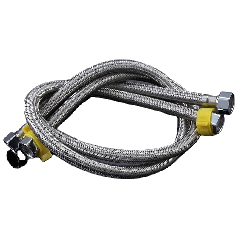 304 stainless steel braided flexible hose for kitchen faucet hot and cold water 1/2 inch hose double lock for basin faucet