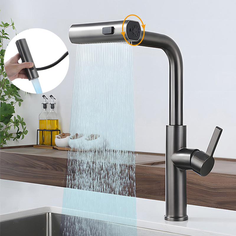 Luxury Sensor Kitchen Faucet Ceramic Gun Grey Brass Silver Smart Electric Kitchen Sink Polished Stainless Steel CLASSIC Modern