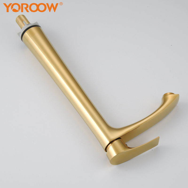 Gold Waterfall Spout Basin Faucet Tall Body Bathroom Vanity Sink Faucet Cold Water Zinc Body Lavatory Vessel Basin Faucet