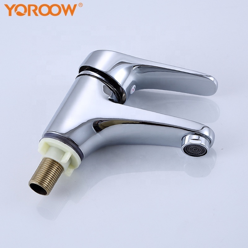 Wholesale hot sale sink water faucet deck mounted chrome finish zinc body single cold bathroom used royal basin zinc faucets