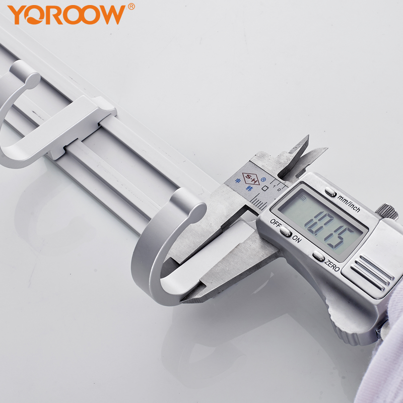 YOROOW factory price OEM modern bathroom accessory wall mounted five hooks space aluminum clothes hooks