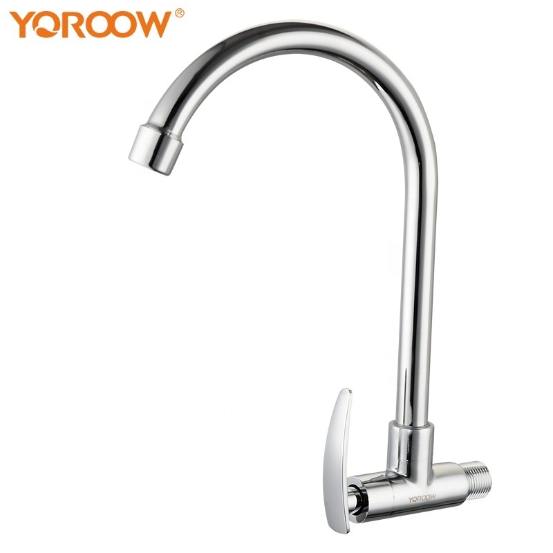 China faucet suppler chrome plated cold water brass body kitchen tap single handle wall mounted kitchen sink faucet