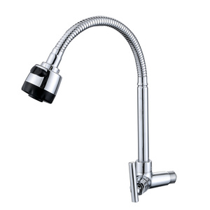 Single Cold Kitchen Faucet Flexible Hose Silicone Tube 360 Degree Wall Mount Water Tap