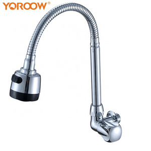 Manufacturer Single Cold Water Robinet Cuisine Zinc Body Kitchen Faucet Wall Mounted Kitchen Sink Faucet Brass Silver CLASSIC