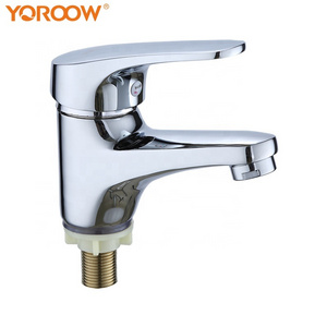 Wholesale hot sale sink water faucet deck mounted chrome finish zinc body single cold bathroom used royal basin zinc faucets