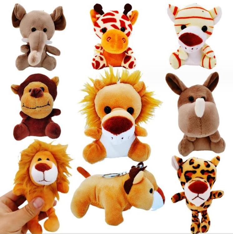 Mini Plush Keychain Elephant Lion Tiger Pendant Stuffed Animal Toys Accessories Wholesale