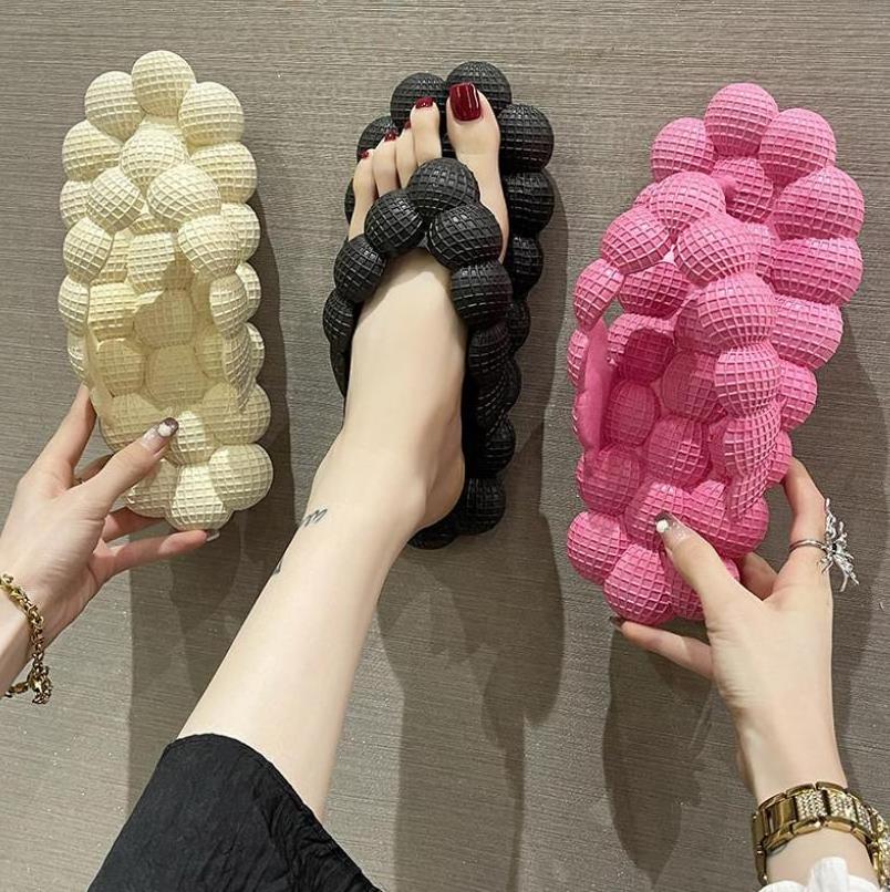 New Women's Summer Unisex Bubble Slippers Eva Slides Massage Ball Flip Flops Shoes Lychee slippers