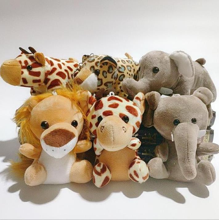 Mini Plush Keychain Elephant Lion Tiger Pendant Stuffed Animal Toys Accessories Wholesale