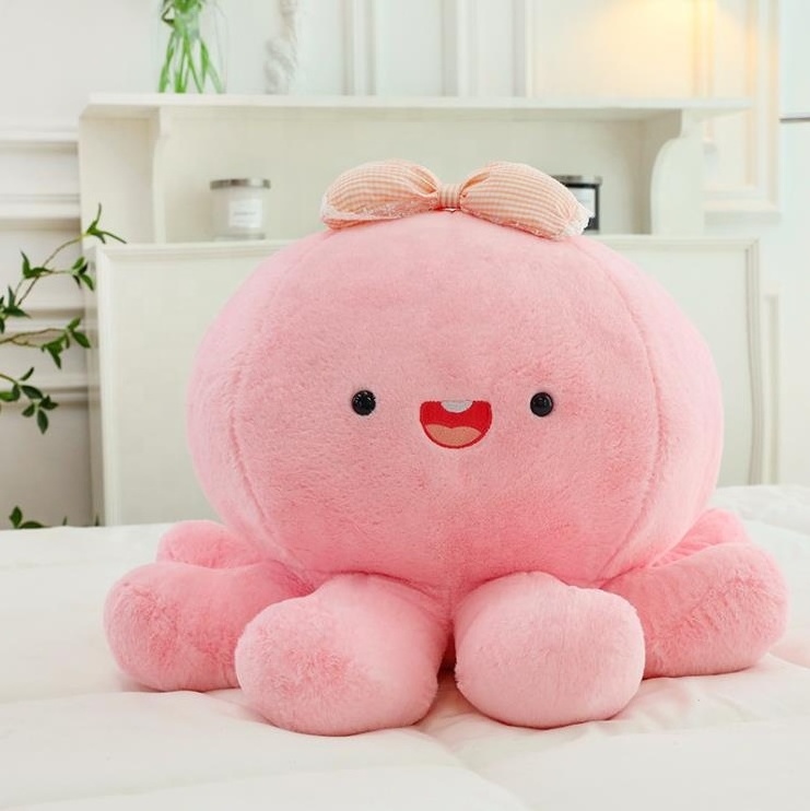 new design soft kawaii cute plushie peluche animal doll 3 inch pink bow octopus stuffed plush toy