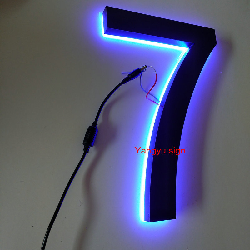 Outdoor 3D stainless steel led light up house numbers illuminated led numbers plate 6