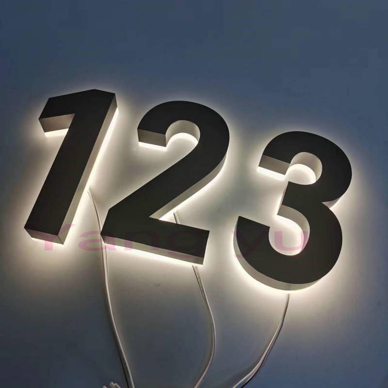 Outdoor 3D stainless steel led light up house numbers illuminated led numbers plate 6