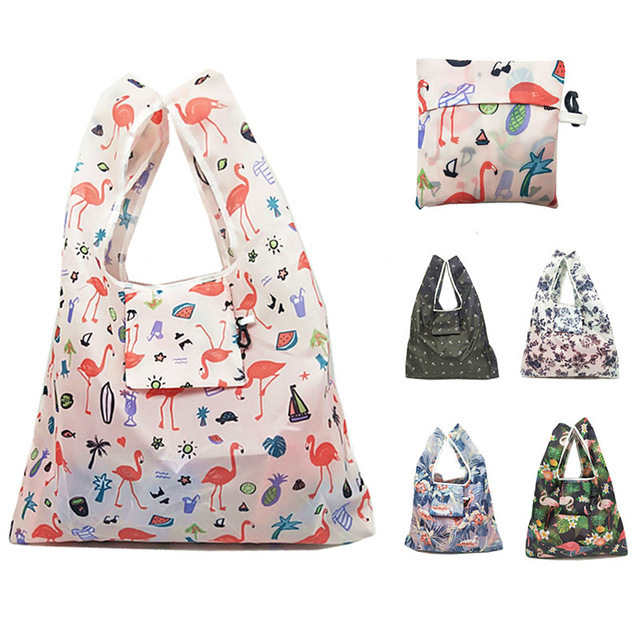 2024 Women Foldable Eco Shopping Bag Tote Pouch Portable Reusable Grocery Storage Bag Cute Animal