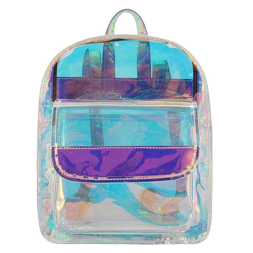 Women Shiny Hologram Holographic Transparent Shoulder Bag Satchel Backpack