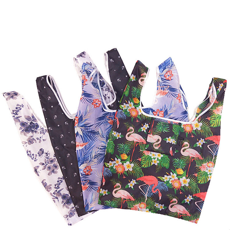 2024 Women Foldable Eco Shopping Bag Tote Pouch Portable Reusable Grocery Storage Bag Cute Animal