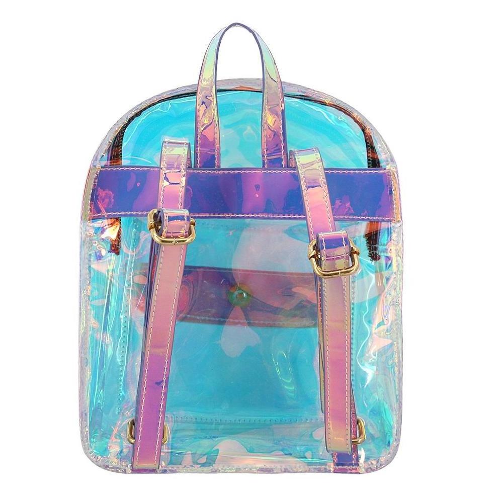 Women Shiny Hologram Holographic Transparent Shoulder Bag Satchel Backpack