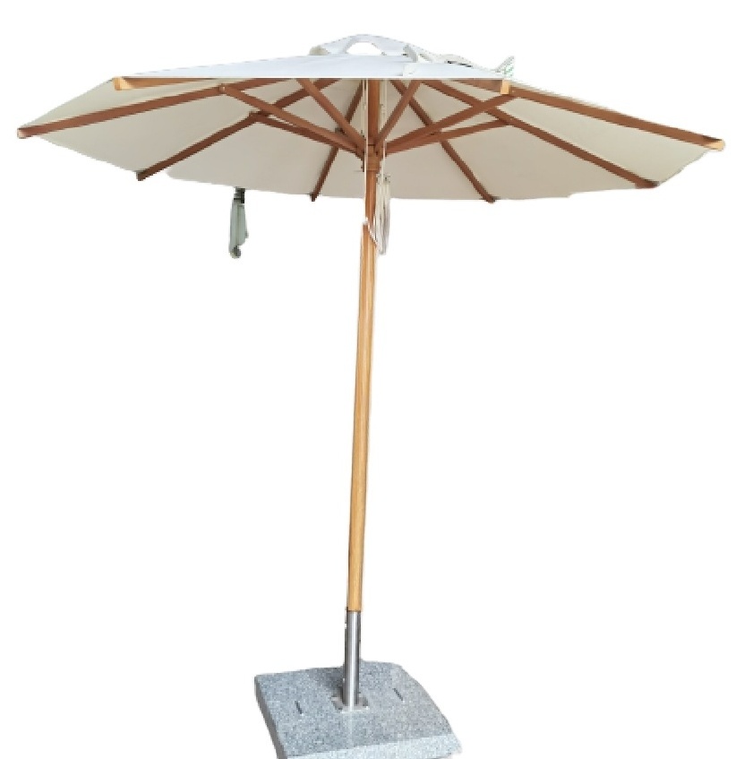 9ft  white wood patio umbrella outdoor  central pole swimming pool umbrellas wooden beach  umbrella