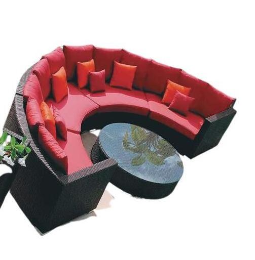 Semi circle outdoor garden sectional sofa half round rattan sofa