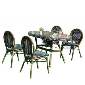 Hotel furniture outdoor brown dining table chairs rattan furniture 4 seat dining chairs garden furniture chairs