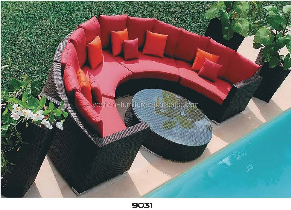 Semi circle outdoor garden sectional sofa half round rattan sofa