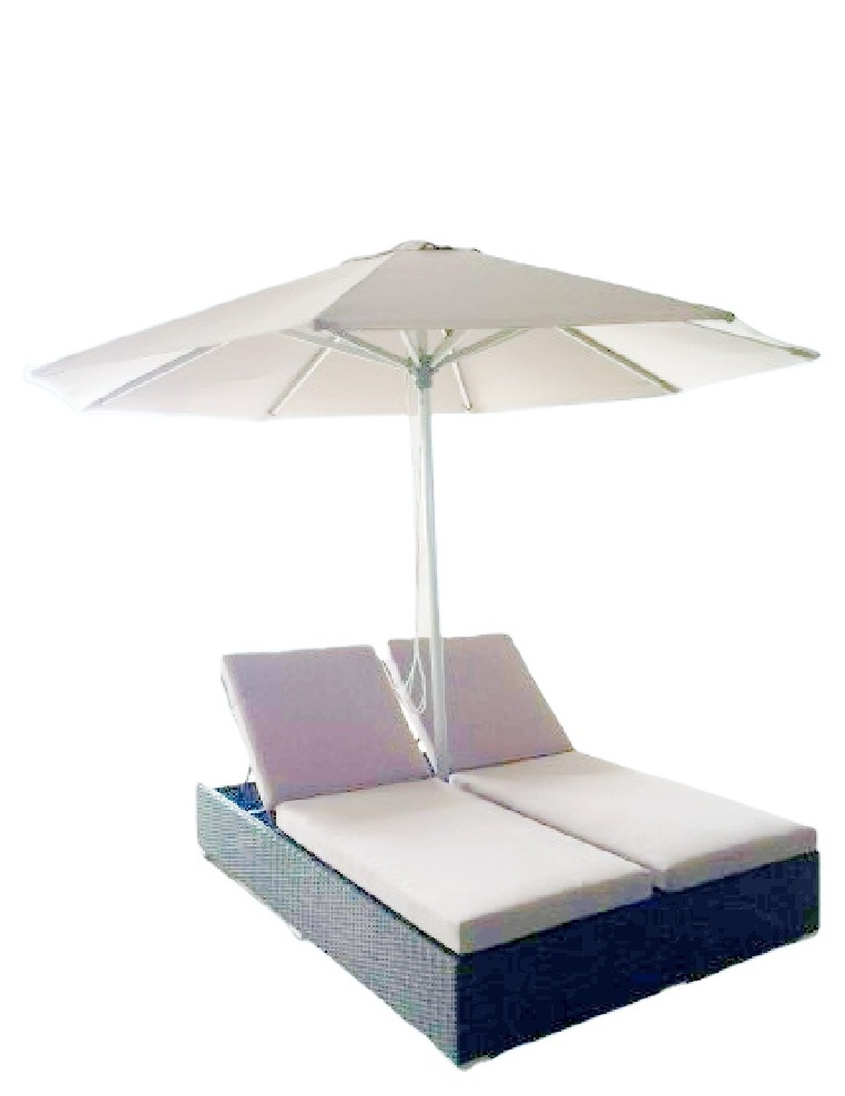 Luxury indoor chaise lounge modern outdoor lounger dual double chaise lounge with umbrella canopy