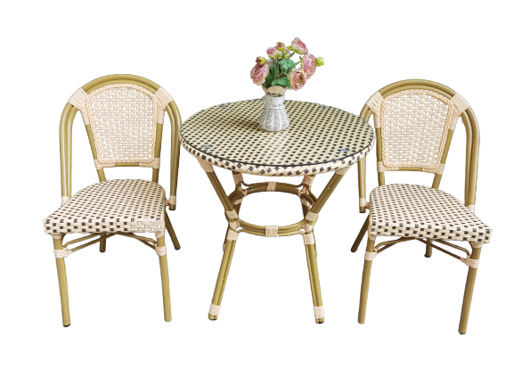 Hotel furniture outdoor brown dining table chairs rattan furniture 4 seat dining chairs garden furniture chairs