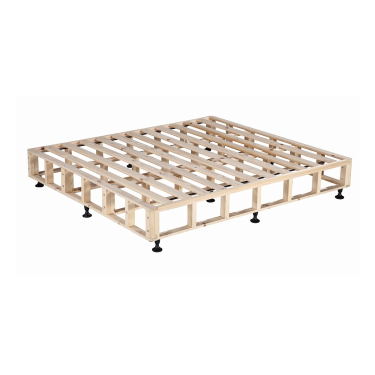 OEM Wood Double Single California King Size Grey Bed Frame Assembly Wooden Slat Bed Base For Hotel Beds