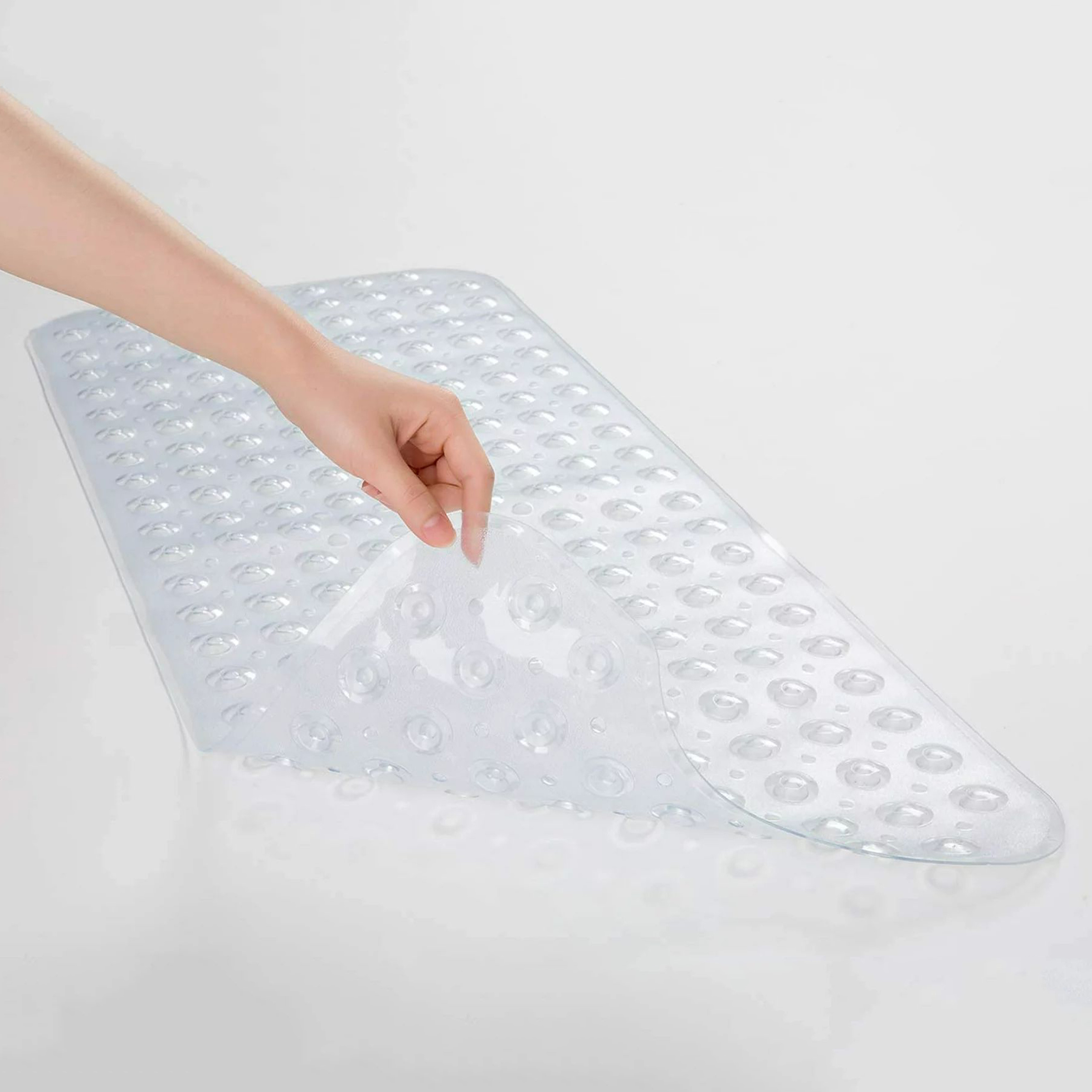 Machine Washable Non-Slip Clear Shower Mats Bath Tub Mat with Suction Cups and Drain Holes