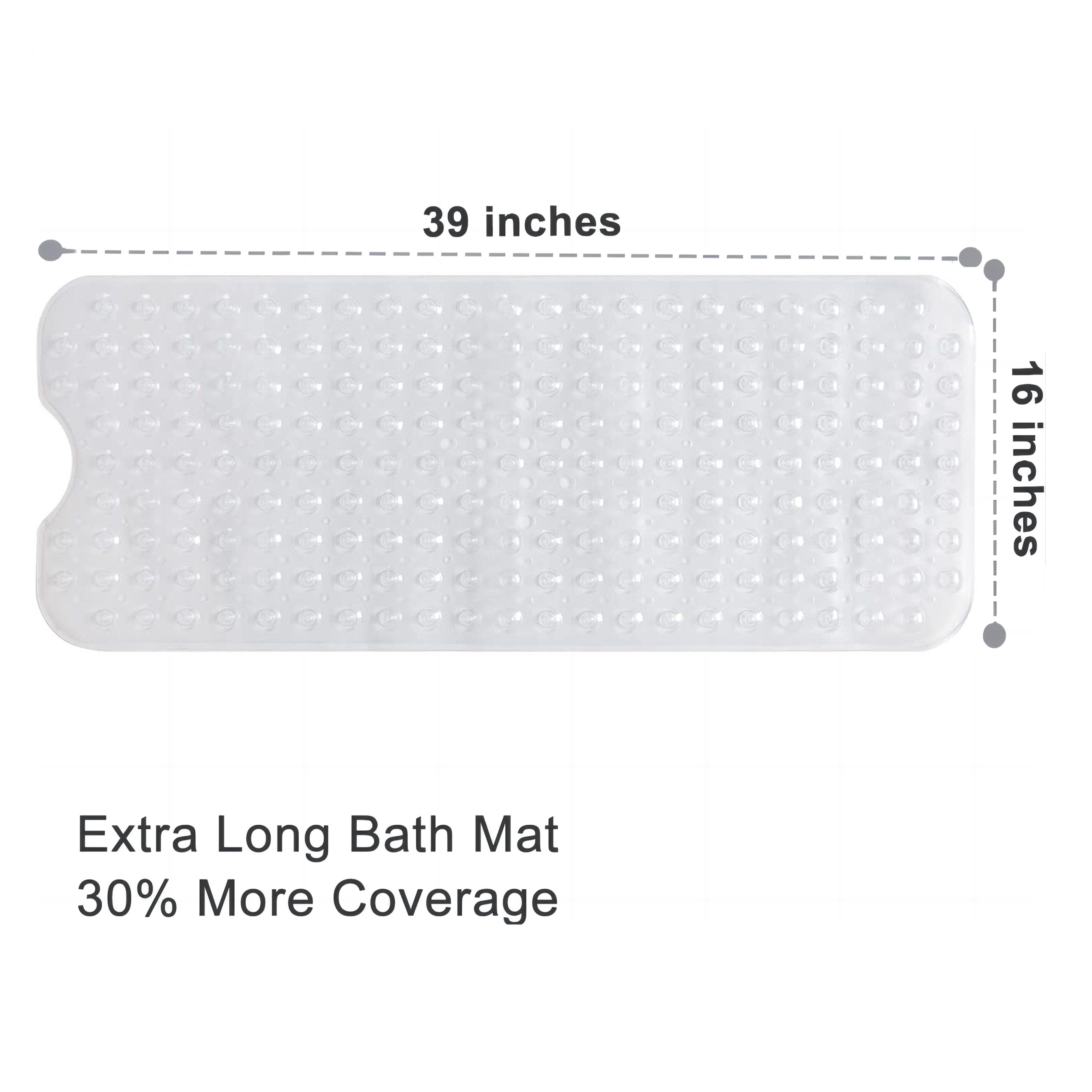 Machine Washable Non-Slip Clear Shower Mats Bath Tub Mat with Suction Cups and Drain Holes