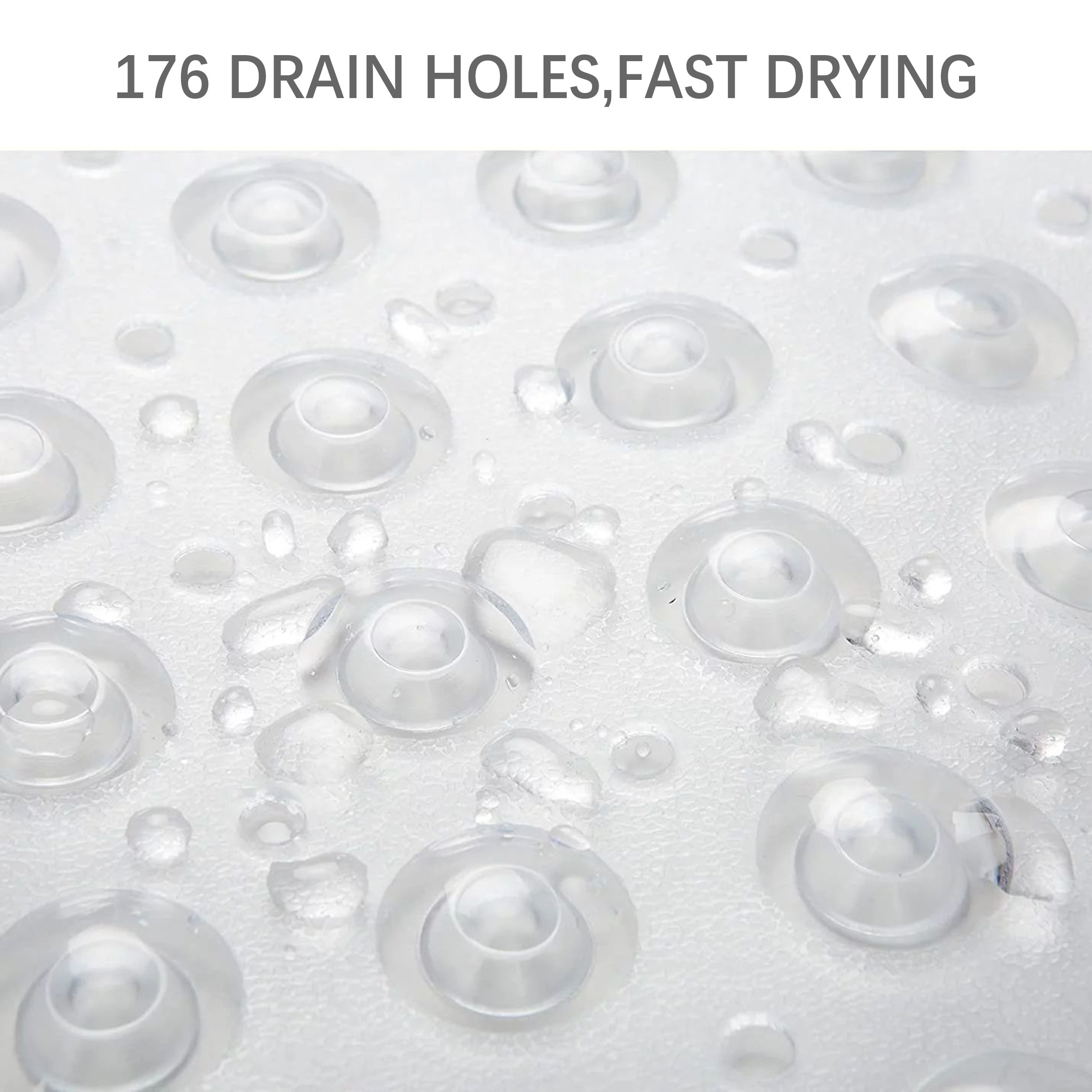 Machine Washable Non-Slip Clear Shower Mats Bath Tub Mat with Suction Cups and Drain Holes