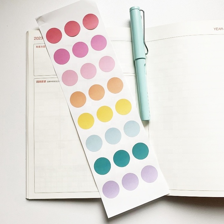 Multicolor Pastel Sticky Writable Repositionable Planner Dot Circle Round Polka Dots Sticker for Pages Book Markers Reading Note