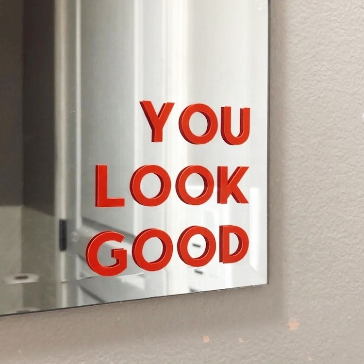 You Look Beautiful Mirror Decal Custom Design Mirror Wall Sticker Square Car Mirror Sticker With Multiple Colors