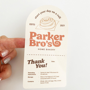 Waterproof Custom Personalized Adhesive Thank You Writing Synthetic Paper Thermal Bakery Seals Packaging Label Sticker