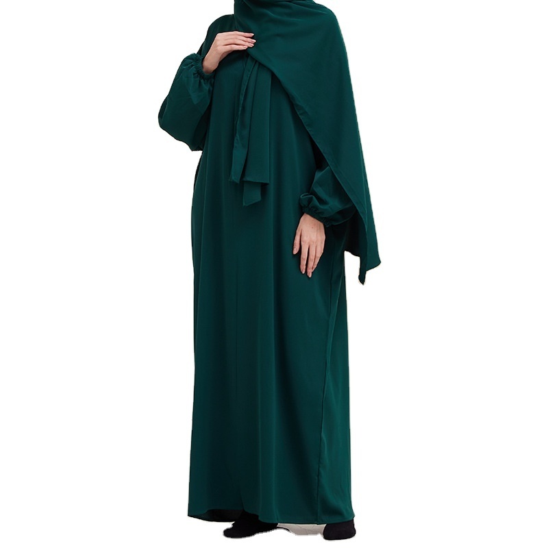 Wholesale Islamic Clothing Ramadan Hoodie Long Prayer Dress Plain Attached Hijab Loose Abaya Women Muslim Dress