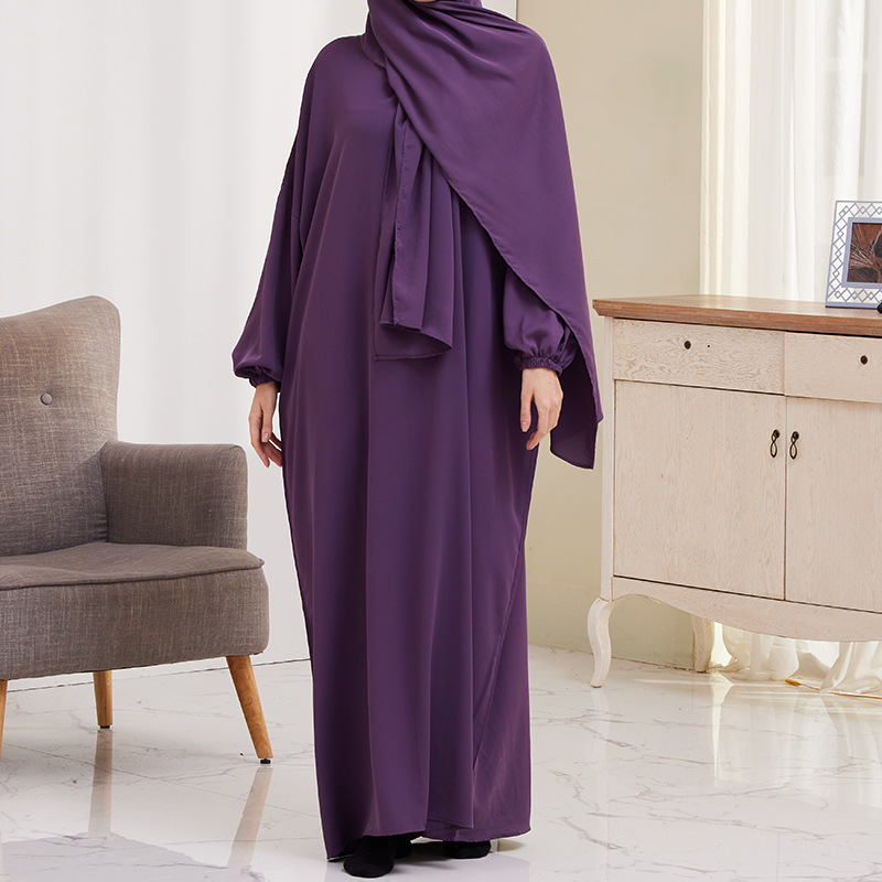 Wholesale Islamic Clothing Ramadan Hoodie Long Prayer Dress Plain Attached Hijab Loose Abaya Women Muslim Dress