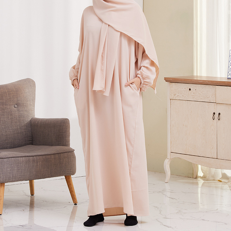 Wholesale Islamic Clothing Ramadan Hoodie Long Prayer Dress Plain Attached Hijab Loose Abaya Women Muslim Dress