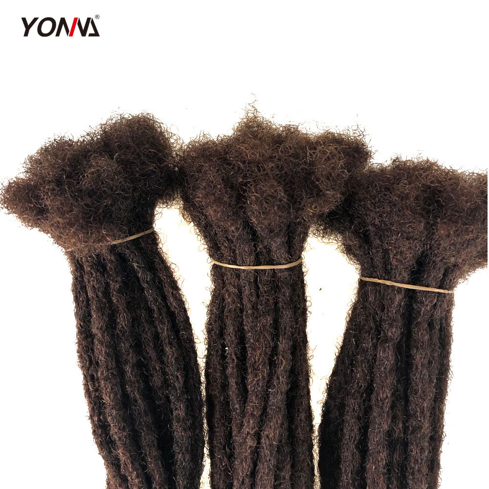 Yonna 100% Human Hair Locks Handmade Dreadlocks Hair Extensions  Crochet Braid for Black Woman Light Brown 6# Diameter 0.4cm