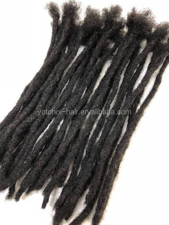 High Quality 100% Human Hair Afro Kinky Curly Hair Full Handmade Crochet Dreadlocks Jet Black color( Width 0.8CM)