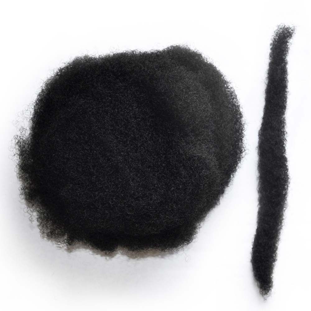 High Quality 100%Human Hair  Afro Kinky Bulk Human Hair For Deradlock Hair Extensions  Off Black