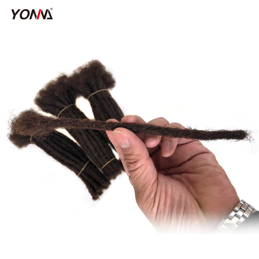 Yonna 100% Human Hair Locks Handmade Dreadlocks Hair Extensions  Crochet Braid for Black Woman Light Brown 6# Diameter 0.4cm