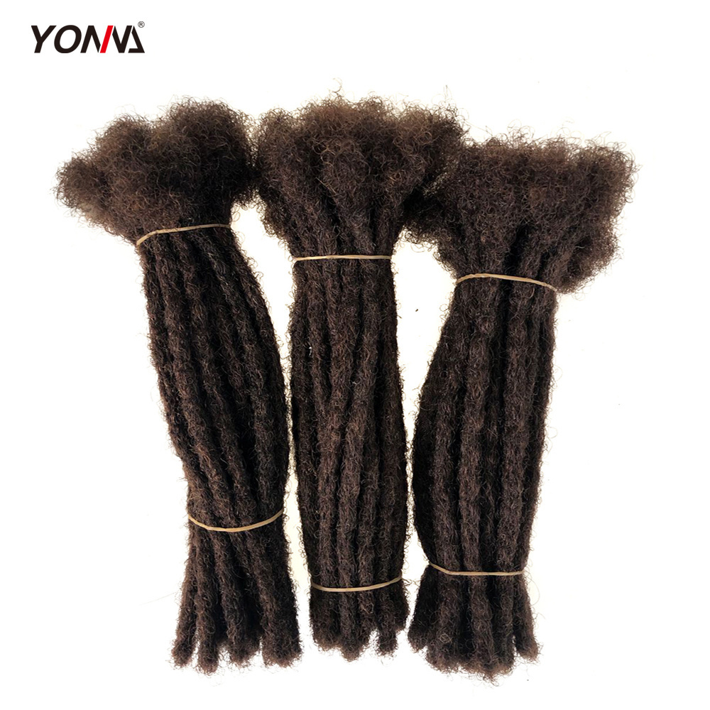 Yonna 100% Human Hair Locks Handmade Dreadlocks Hair Extensions  Crochet Braid for Black Woman Light Brown 6# Diameter 0.4cm