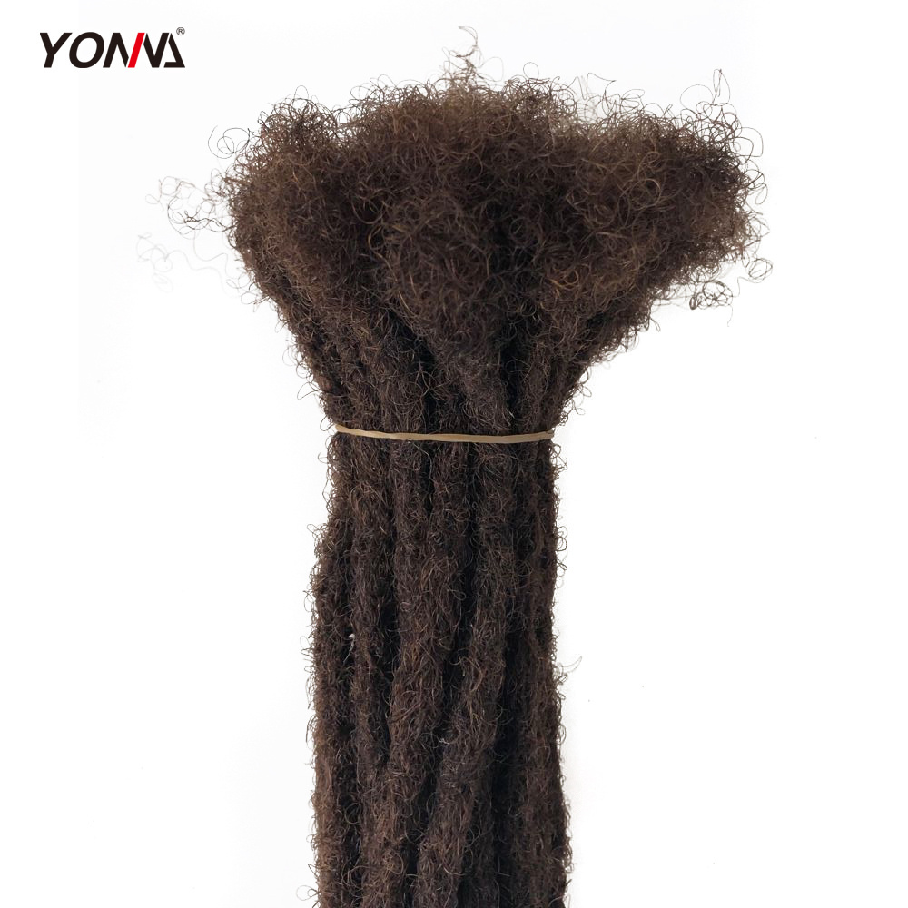 Yonna 100% Human Hair Locks Handmade Dreadlocks Hair Extensions  Crochet Braid for Black Woman Light Brown 6# Diameter 0.4cm