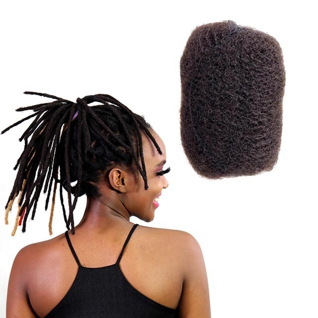 High Quality 100%Human Hair  Afro Kinky Bulk Human Hair For Deradlock Hair Extensions  Off Black