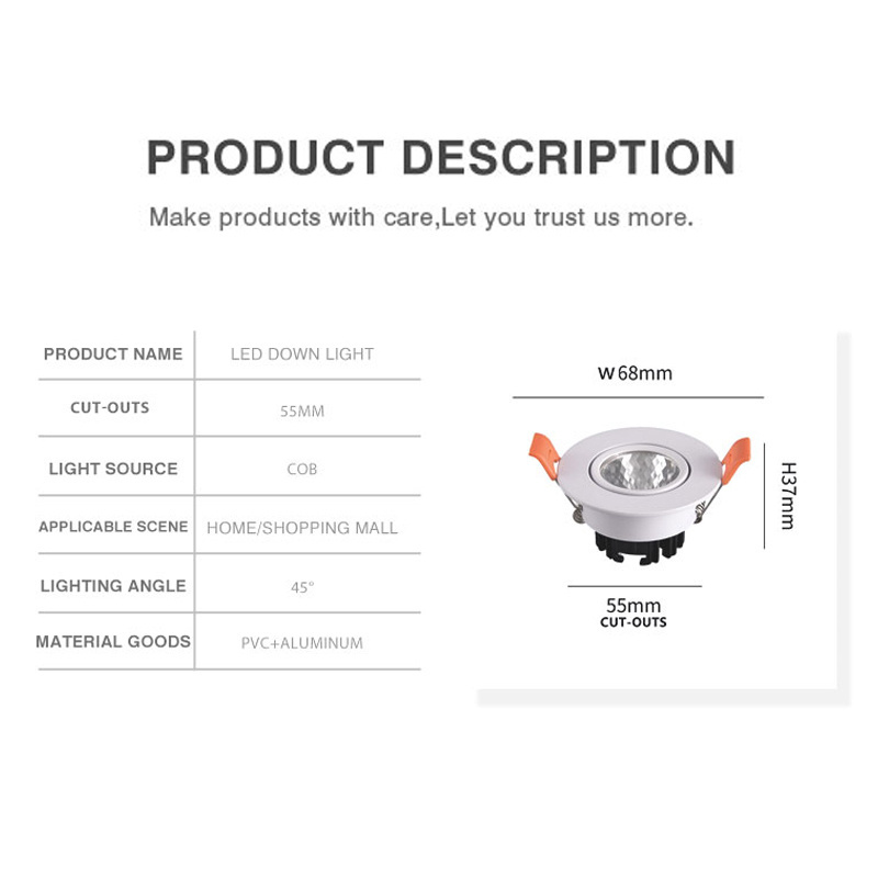 LED tri-color dimmer downlight 2.5 