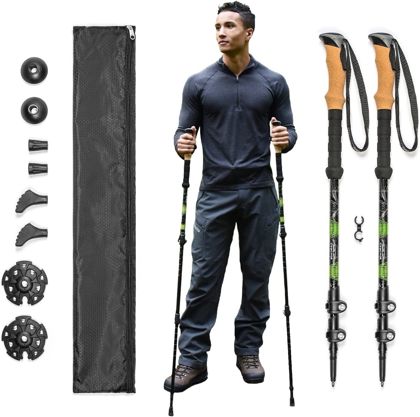 RTS DDP Factory Customized Telescopic Alpenstock 6061 Aluminum Nordic Walking Pole Hiking Trekking Sticks