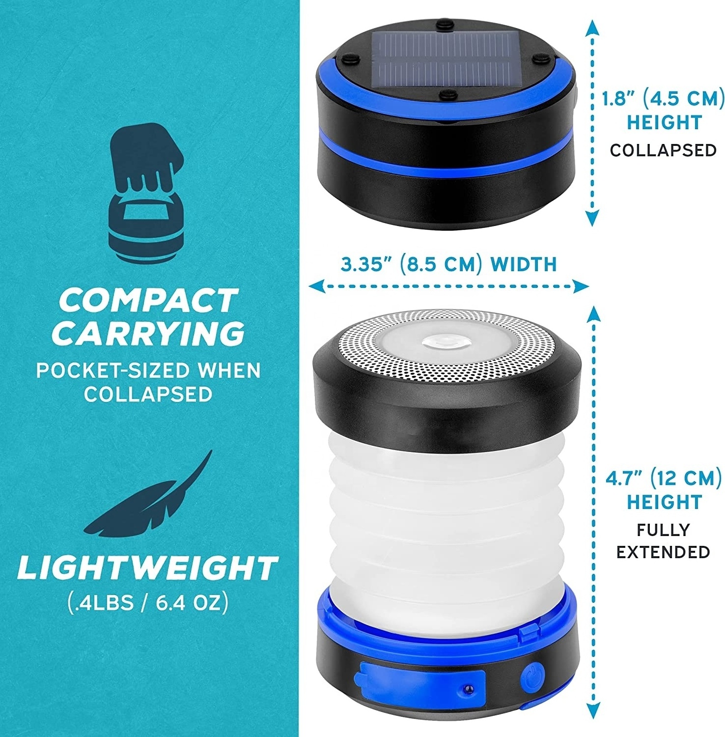 Collapsible LED Outdoor Solar Lantern USB Rechargeable Solar Light for Camping