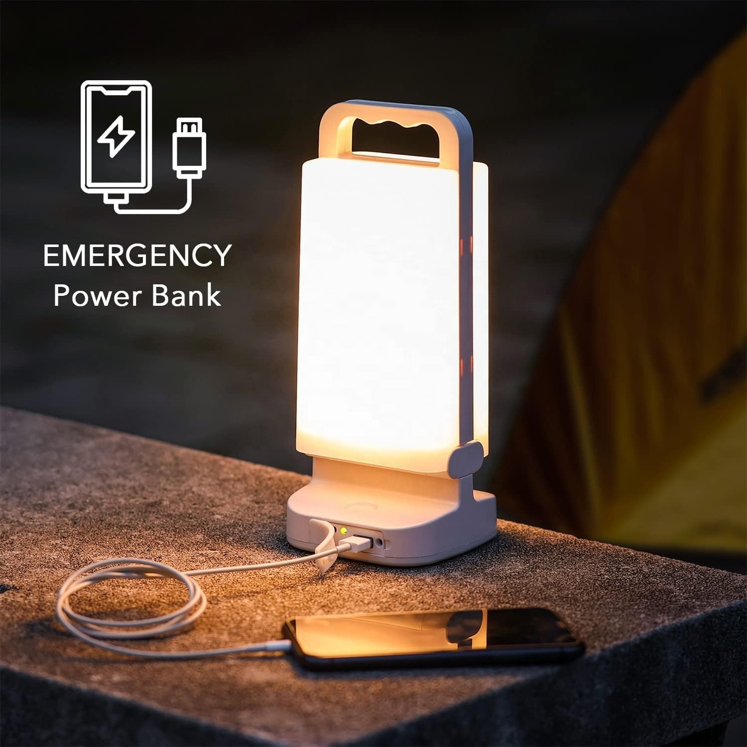 Camping Light 4400mAh Rechargeable Solar Camping Light 2 in 1 Dimmable Outdoor Waterproof Gear With USB