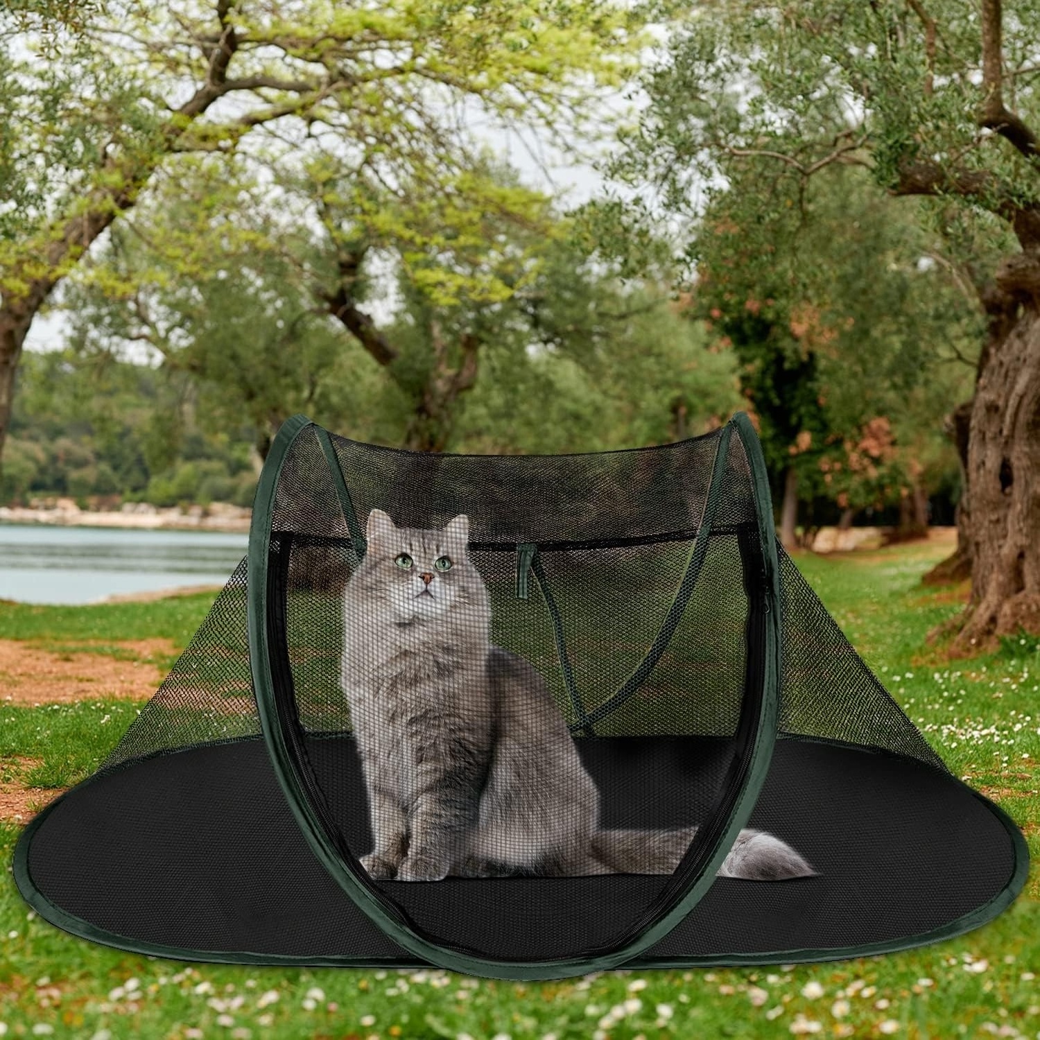 Outdoor Cat Mosquito Tent, Automatic Pop Up Enclosure Yarn Tent Suitable for Cats and Small Pets